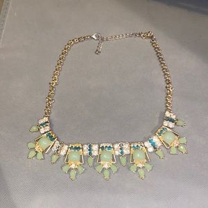 Blue Green Gold Statement Chunky Necklace